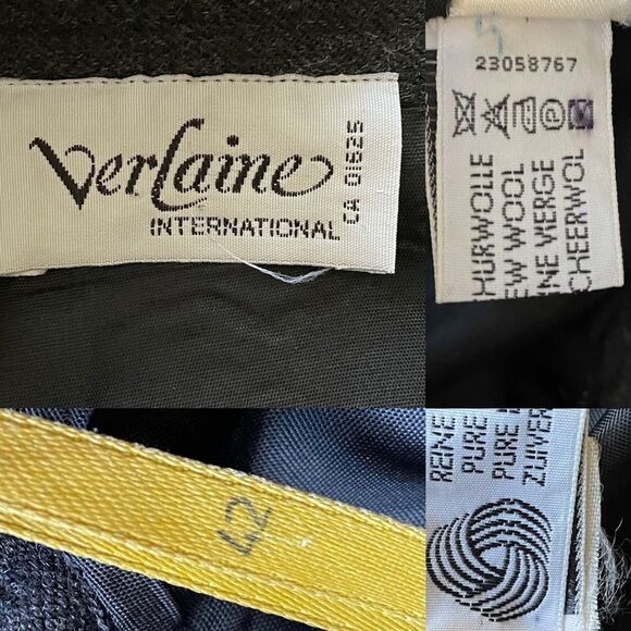 VINTAGE Verlaine International Wool Wrap Midi Pencil Skirt Tie Waist Belt Gray L - Picture 4 of 4